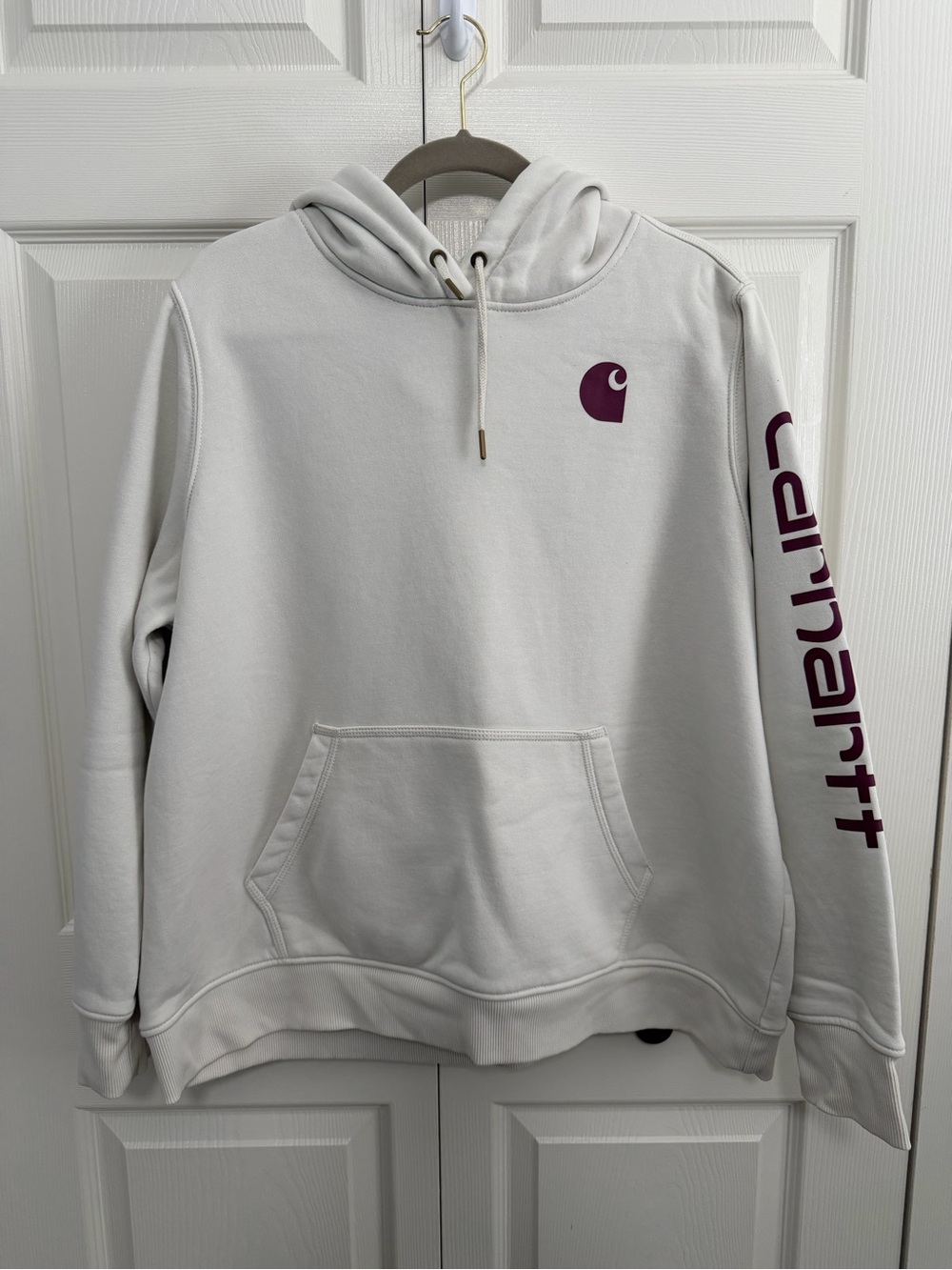 Carhartt Women's Clarksburg Logo Sweatshirt Hoodie in Dark Pink Size XXL VGUC